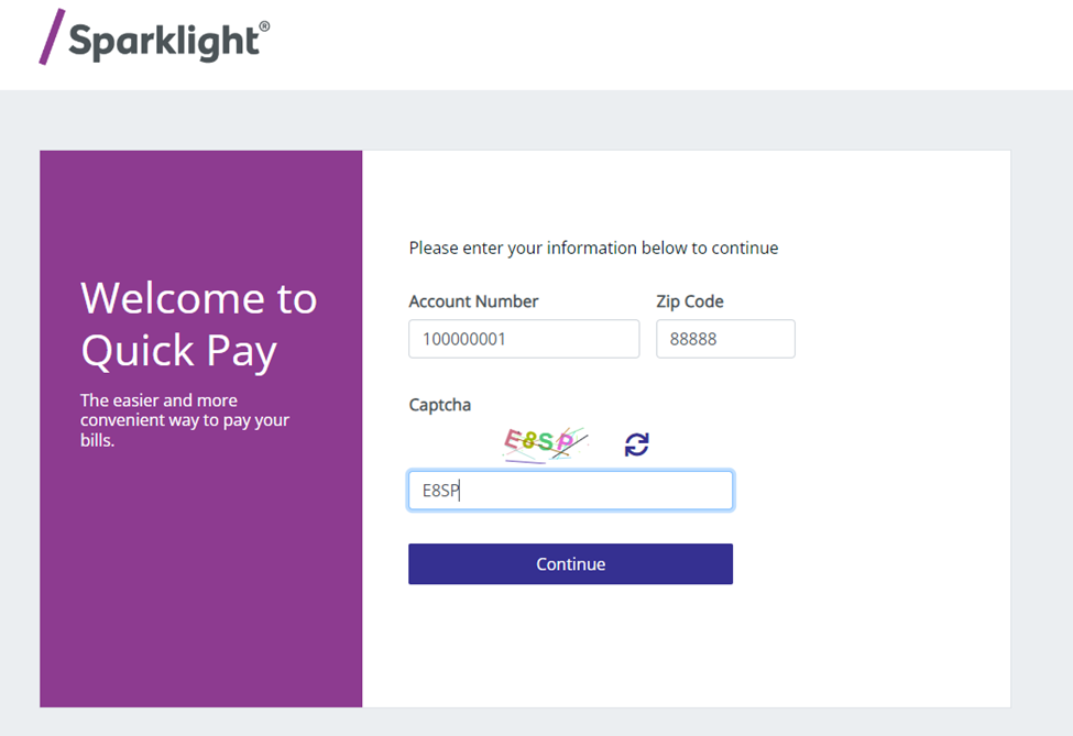 quick pay welcome page